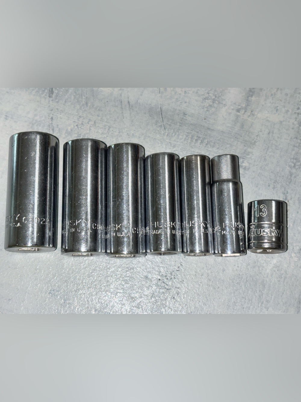 Husky Deep Well Socket Lot – SAE 6 Point Sockets Made in USA